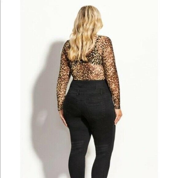 NWT City Chic Womens Leopard Animal Print Bodysuit - Picture 2 of 4
